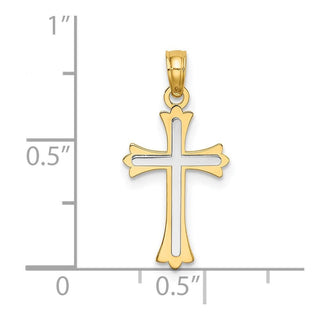 14k Yellow Gold with Rhodium-Plated Center Cross Pendant