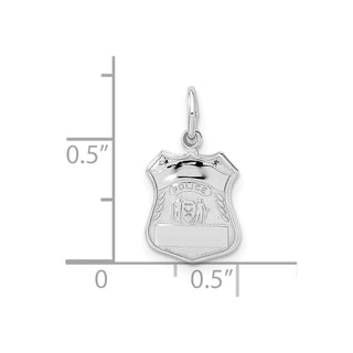 14K White Gold Police Badge Charm