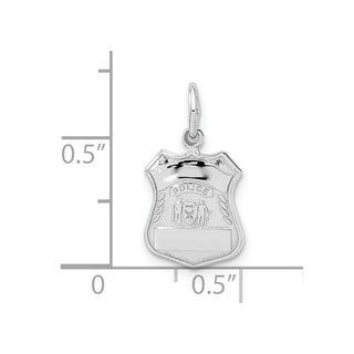 14K White Gold Police Badge Charm