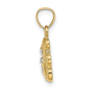 14k Yellow Gold w/Rhodium Teddy Bear Pendant