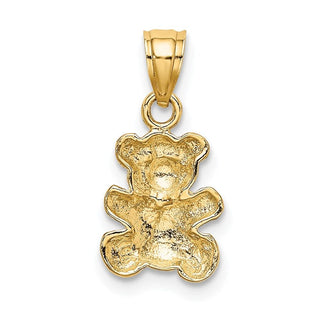 14k Yellow Gold w/Rhodium Teddy Bear Pendant