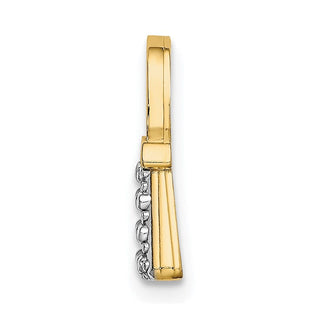 14k Yellow Gold w/ Rhodium 2-D Textured and Polished Purse Charm