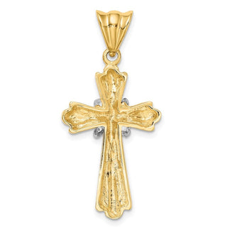 14k Two-tone Gold Polished Cross w/X Center Design Pendant K9034