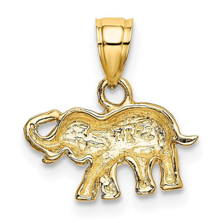14k Yellow Gold w/ Rhodium and 2-D Small Elephant Pendant