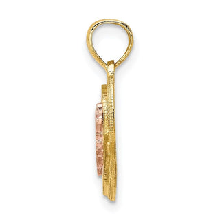 14k Two-tone Gold Mom w/Heart Pendant