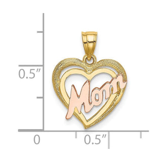 14k Two-tone Gold Mom w/Heart Pendant