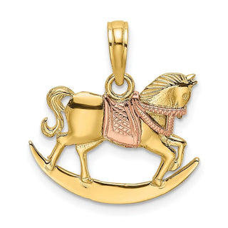 14k Two-tone Gold 2-D Rocking Horse w/Saddle Pendant