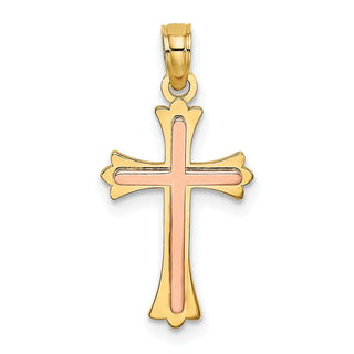 14k Yellow And Rose Gold Cross Pendant
