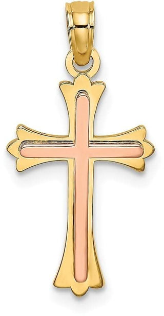 14k Yellow And Rose Gold Cross Pendant