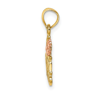 14k Yellow and Rose Gold #1 Mom w/ Flower Pendant