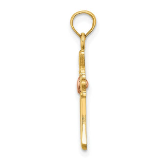 14k Two-tone Gold Cross with Heart Pendant K9095