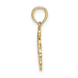 14k Two-tone Gold Teddy Bear w/Bow Tie Pendant