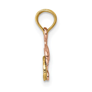 14k Rose and Yellow Gold w/ Rhodium Dolphin and Wave Pendant