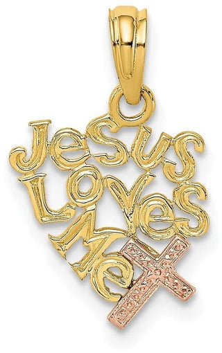 14k Two-Tone Gold Jesus Loves Me Pendant