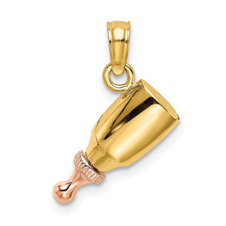 14k Two-Tone Gold Baby Bottle Pendant
