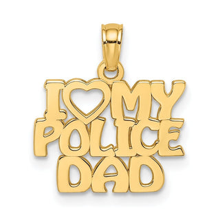 14k Yellow Gold I HEART MY POLICE DAD Pendant
