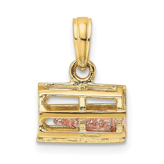 14K Two-Tone Gold Moveable 3-D Lobster (Pink) In Trap Pendant (Smaller)