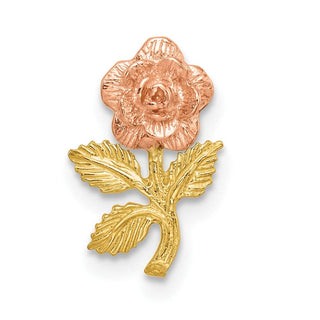 14k Two-tone Gold Textured Rose Slide Pendant