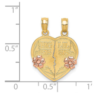 14k Two-Tone Gold Big Sis-Lil Breakable Heart Pendant
