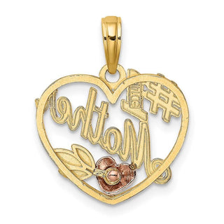 14k Two-tone Gold Heart w/#1 Mother Pendant