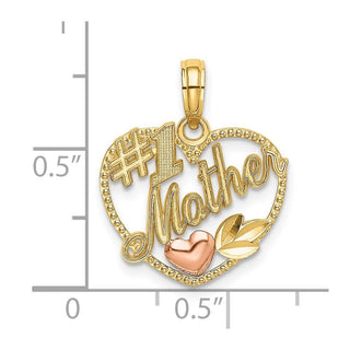 14k Two-tone Gold Heart w/#1 Mother Pendant