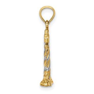 14k Yellow Gold And Rhodium 3-D Cape Hatteras Lighthouse Pendant