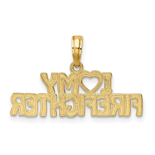 14k Yellow Gold I Love My Firefighter Pendant K924