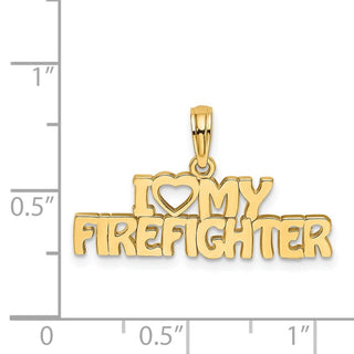 14k Yellow Gold I Love My Firefighter Pendant K924