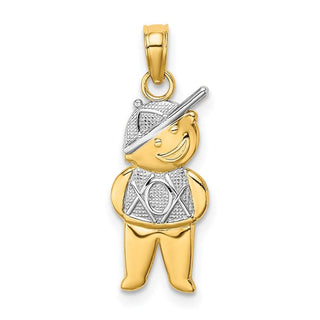 14k Yellow Gold And Rhodium Textured Boy Pendant