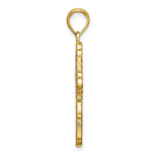 14k Yellow Gold And Rhodium Lace Trim Cross Pendant