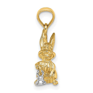 14k Two-Tone Gold Moveable 3-D Bunny Rabbit Pendant