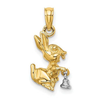 14k Two-Tone Gold Moveable 3-D Bunny Rabbit Pendant