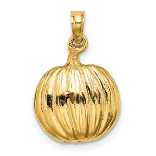 14k Gold and Rhodium 3-D Jack-O-Lantern w/Enameled Black Cat and Moon Pendant