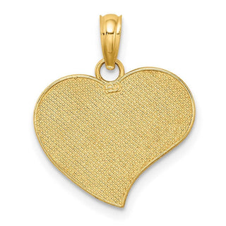 14k Yellow Gold w/ Rhodium-Plated Mom and Angle Heart Pendant