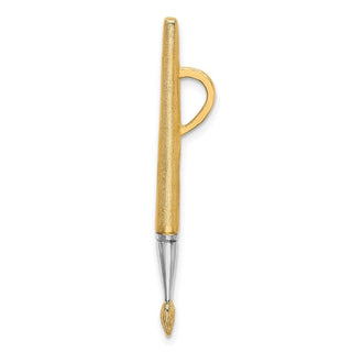 14k Yellow Gold And Rhodium 3-D Oil Paint Brush Charm