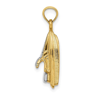 14k Yellow Gold and Rhodium 3-D Wave Runner w/Moveable Seat Pendant