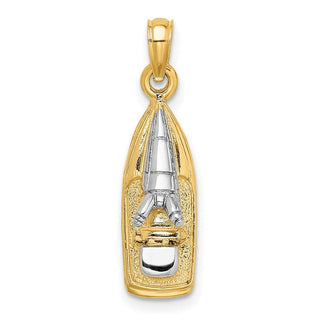 14k Yellow Gold and Rhodium 3-D Wave Runner w/Moveable Seat Pendant