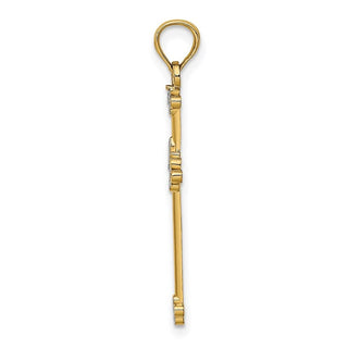14k Yellow Gold with Rhodium Thin Diamond-Cut Cross Pendant