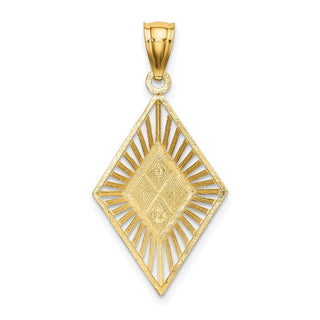 14k Yellow Gold w/Rhodium Diamond-cut Kite-Shape Pendant