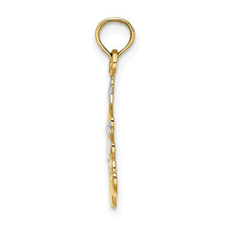 14k Yellow Gold w/Rhodium-Plated Christmas Tree Pendant