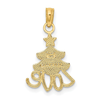 14k Yellow Gold w/Rhodium-Plated Christmas Tree Pendant