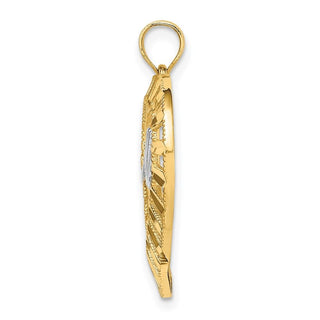 14k Yellow Gold w/Rhodium Madre In Heart Pendant