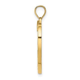 14k Yellow Gold w/Rhodium-Plated Heart with 2 Kids Mom Pendant