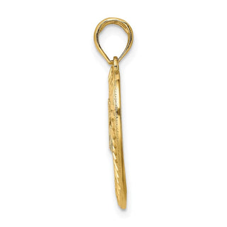 14k Yellow Gold w/ Rhodium and Diamond-cut Heart Frame Mom Pendant