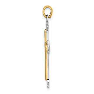 14k Gold with Rhodium-Plating Polished Cross Pendant K9420