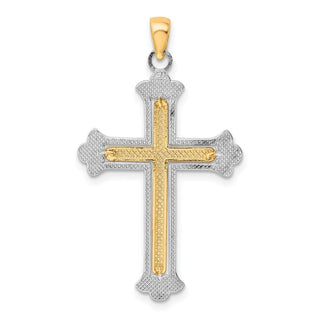 14k Gold with Rhodium-Plating Polished Cross Pendant K9420