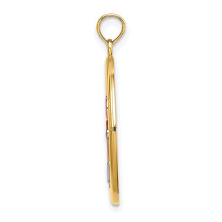 14k Yellow and Rose Gold with Rhodium Anchor In Round Frame Pendant