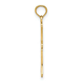 14k Yellow Gold with Rhodium-Plated Textured Cross Pendant K9433
