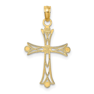 14k Yellow Gold with Rhodium-Plated Textured Cross Pendant K9433