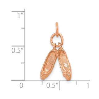 14k Rose Gold Polished 3-D Moveable Ballet Slippers Charm